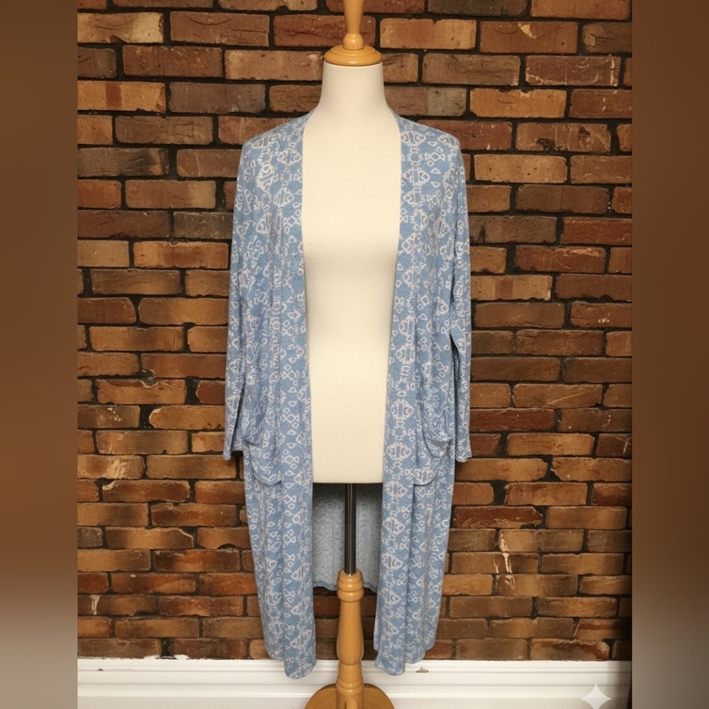LuLaRoe Light Blue Patterned Duster